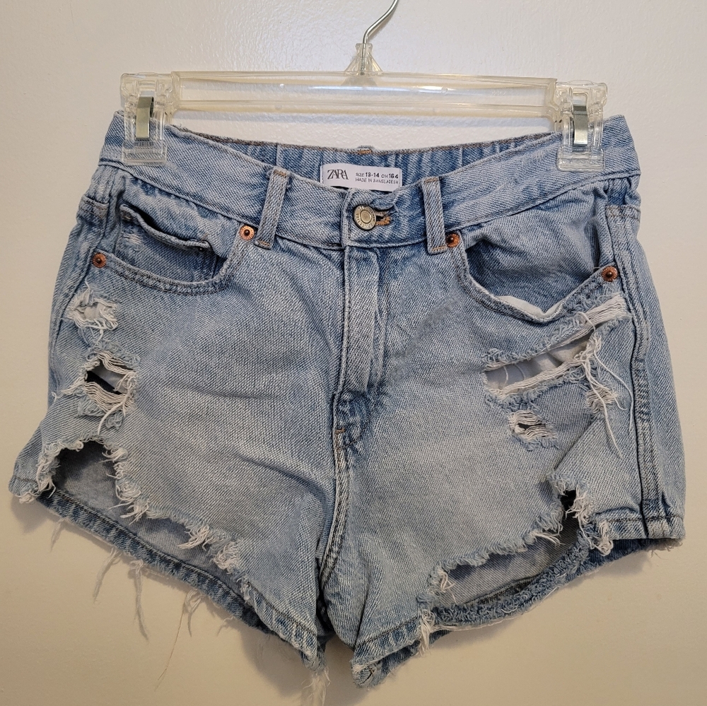 Zara Girls Juniors Distressed Jean Shorts Size 13-14